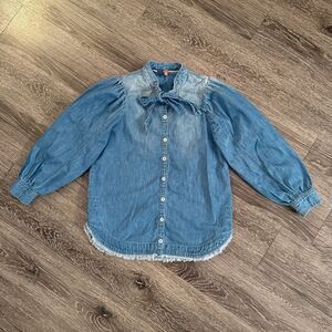 Anthropologie Pilcro Tie Neck Buttondown Denim Shirt